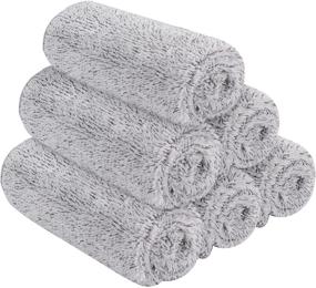img 4 attached to 🛀 SINLAND Microfiber Face Towels: Ultra Soft and Luxurious Bamboo Charcoal Facial Washcloths - Set of 6 12x12inch Face Cloths for a Refreshing Bath Experience