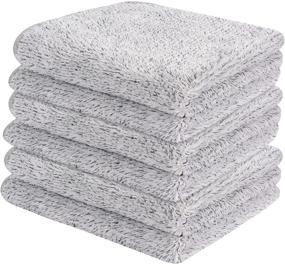 img 3 attached to 🛀 SINLAND Microfiber Face Towels: Ultra Soft and Luxurious Bamboo Charcoal Facial Washcloths - Set of 6 12x12inch Face Cloths for a Refreshing Bath Experience