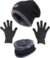 🧣 warm and stylish: hindawi winter beanie hat scarf gloves set for women - slouchy knit skull cap, infinity scarves, touch screen mittens logo