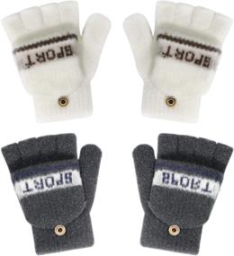 img 4 attached to 🧤 Girls' Printed Fingerless Mittens with Coverage for Children - Essential Accessories