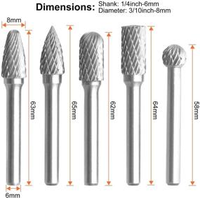 img 3 attached to 🛠️ Premium Tungsten Steel Carbide Rotary Burr Set - 5Pcs, 1/4inch Shank Double Cut Carbide Burr Set with 8MM Head - Ideal for Die Grinder Drill, DIY Woodworking Carving, Metal Polishing, Engraving