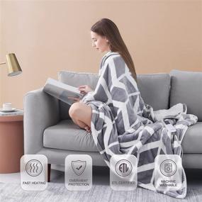img 2 attached to 🔥 VENTIMI Heated Blanket Electric Throw | 10 Heating Levels &amp; 1-12 Hours Auto Off | Fast Heating | ETL Certified | 50x60 inches | Grey