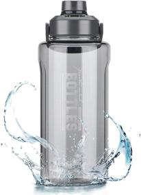 img 4 attached to 💧 Olerd Half Gallon/64oz Water Bottle: Leak-proof, BPA Free Sports Jug - Stay Hydrated For Gym & Outdoor Sports (Grey)!