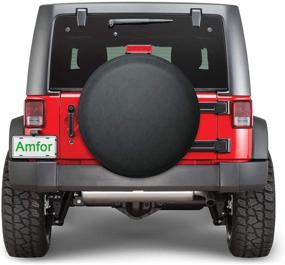 img 2 attached to 🚗 Amfor Universal Fit Spare Tire Cover - Weatherproof Protector for Jeep, Trailer, RV, SUV, Truck & More - Wheel Diameter 28"-29" - Black