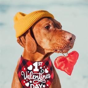 img 1 attached to 🐶 2 Pack Valentine's Dog Bandana - Pohshido Holiday Buffalo Plaid Scarfs for Small Medium Large Dogs Cats Pet Puppies (Hey Cupid)