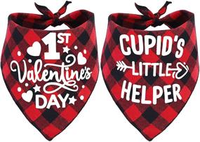 img 4 attached to 🐶 2 Pack Valentine's Dog Bandana - Pohshido Holiday Buffalo Plaid Scarfs for Small Medium Large Dogs Cats Pet Puppies (Hey Cupid)