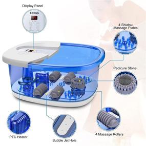 img 2 attached to 🔥 Подогревающая гидромассажная ванночка для ног с пузырьковыми струями, съемным педикюрным камнем, массажными роликами шиацу, регулируемой температурой педикюрной ванны.