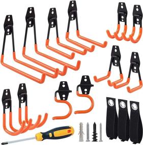 img 4 attached to 🔧 Organize Your Garage with 16-Pack Heavy Duty Iron Tool Hooks - Ideal for Hanging Garden Tools, Ladders, and Bulky Items