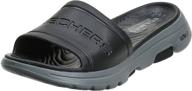 👞 skechers men's slide sandal in classic black: comfortable and stylish footwear for summer логотип