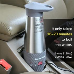 img 1 attached to 🚗 Spardar 12V Car Kettle Boiler - Portable Electric Heater Cup with Temperature Display Screen for Water, Coffee, Tea, Milk - Fast Water Boiler & Heater for Road Trips - Gray - Ideal Gift