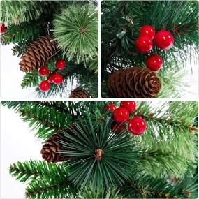 img 3 attached to Add Festive Charm with Senjie Artificial Christmas Garland: Pine Cones, Red Berries, 9ft by 10in, Unlit