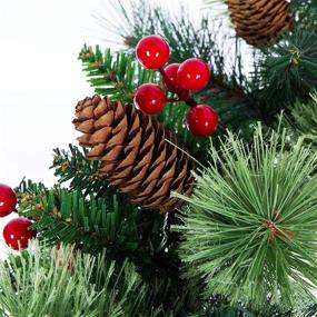 img 2 attached to Add Festive Charm with Senjie Artificial Christmas Garland: Pine Cones, Red Berries, 9ft by 10in, Unlit
