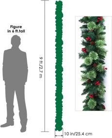 img 1 attached to Add Festive Charm with Senjie Artificial Christmas Garland: Pine Cones, Red Berries, 9ft by 10in, Unlit