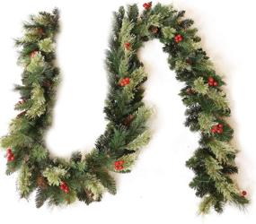 img 4 attached to Add Festive Charm with Senjie Artificial Christmas Garland: Pine Cones, Red Berries, 9ft by 10in, Unlit