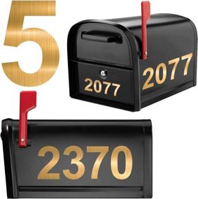 img 4 attached to 🔢 Set of 50 Durable Brushed Metal Texture Self-Adhesive Vinyl Numbers – Waterproof Sticker for Mailboxes, Signs, Cars, Trucks, Home – 5 Sets (3" x 3 Set, 4" x 2 Set) – Gold Address Number