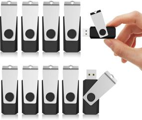 img 4 attached to KEXIN 10 Pack of 64GB USB Flash Drives - Swivel Thumb Drives Memory Sticks - Black, Jump Drives - Bulk Pack 64 GB