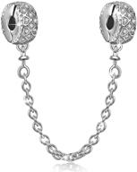 💌 ninaqueen hearts &amp; clovers safety chain charms, 925 sterling silver with 5a cubic zirconia, compatible with charms bracelet and necklace, jewelry box included for gift - enhancing seo logo