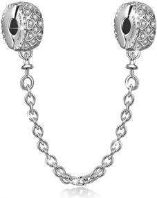 img 4 attached to 💌 NINAQUEEN Hearts &amp; Clovers Safety Chain Charms, 925 Sterling Silver with 5A Cubic Zirconia, Compatible with Charms Bracelet and Necklace, Jewelry Box Included for Gift - Enhancing SEO