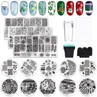 17-piece biutee stamping plates for nails kit - 13 plates, 2 stampers, 2 scrapers - nail art stamp template & stencil tool set for manicure design logo