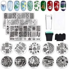 img 4 attached to 17-Piece Biutee Stamping Plates for Nails Kit - 13 Plates, 2 Stampers, 2 Scrapers - Nail Art Stamp Template & Stencil Tool Set for Manicure Design
