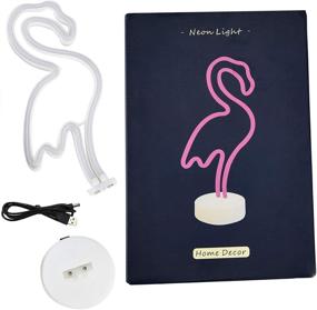 img 2 attached to 🌴 Unique Pink Flamingo Neon Sign with Stand Base - Aesthetic Indie Room Decor and Table Decor for Kids Room, Bedroom, Patio - Battery Powered/USB, Novelty Lighting (Green Palm Tree)