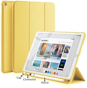 img 3 attached to 📱 GUDOU 2019 iPad Air 10.5 Smart Case with Pencil Holder - Premium PU Leather+Soft Rubberized Trifold Stand Cover with Rebound Pencil Slot - Auto Sleep/Wake - Protective for iPad Air 3rd Generation 10.5 inch (Yellow)