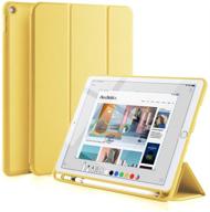 📱 gudou 2019 ipad air 10.5 smart case with pencil holder - premium pu leather+soft rubberized trifold stand cover with rebound pencil slot - auto sleep/wake - protective for ipad air 3rd generation 10.5 inch (yellow) logo