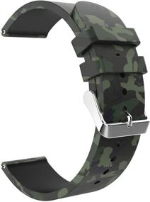 img 4 attached to 🌿 Emibele 20mm Universal Watch Band - Premium Soft Silicone Tabby Print Pattern Adjustable Replacement Strap - Ideal for 20mm Sport Strap - Ground Force Camouflage