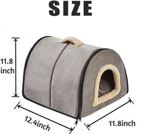 img 1 attached to Foldable 2-in-1 Cat House Bed Cave, Portable Indoor Cat House with Cozy Removable Cushion Pad, Dark Gray – Ideal for Indoor Cats, Washable