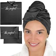 the perfect haircare hair towel and curl scrunching towel set - curly girl method approved - micro plop - includes 1 hair towel turban (40 in. x 27.5 in.) + 2 scrunching towels (23.5 in. x 15 in.) - black logo