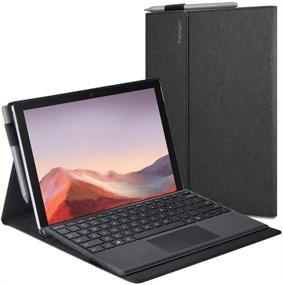 img 4 attached to 📔 Spigen Stand Folio for Surface Pro 7 Plus/7/6 - Charcoal Gray Case (2021/2019/2018)