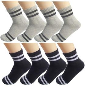 img 4 attached to Oohmy Boys Girls Socks: 8-Pack Terry Loop Cushioned Athletic Ankle Socks - Optimal Comfort and Support