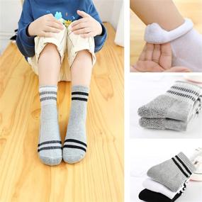 img 3 attached to Oohmy Boys Girls Socks: 8-Pack Terry Loop Cushioned Athletic Ankle Socks - Optimal Comfort and Support