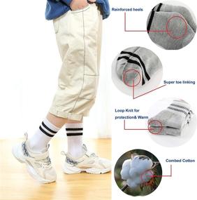 img 2 attached to Oohmy Boys Girls Socks: 8-Pack Terry Loop Cushioned Athletic Ankle Socks - Optimal Comfort and Support