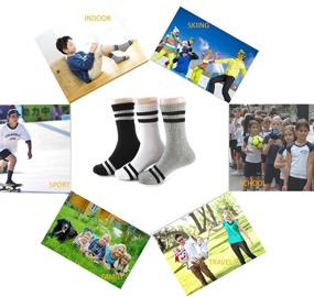 img 1 attached to Oohmy Boys Girls Socks: 8-Pack Terry Loop Cushioned Athletic Ankle Socks - Optimal Comfort and Support