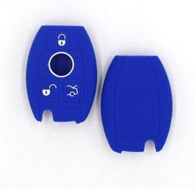 img 3 attached to Keyless4U 2Pcs Силиконовый брелок для ключей Защитный чехол для дистанционного управления для Mercedes-Benz ACES CLASS SLK CL 3 кнопки Smart Key (черный синий)