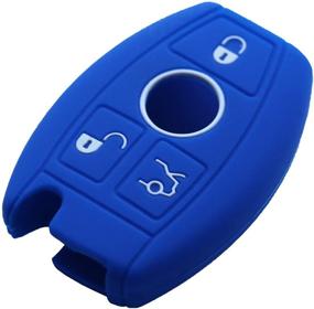 img 2 attached to Keyless4U 2Pcs Силиконовый брелок для ключей Защитный чехол для дистанционного управления для Mercedes-Benz ACES CLASS SLK CL 3 кнопки Smart Key (черный синий)