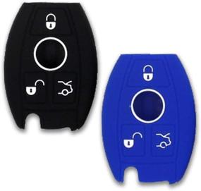 img 4 attached to Keyless4U 2Pcs Силиконовый брелок для ключей Защитный чехол для дистанционного управления для Mercedes-Benz ACES CLASS SLK CL 3 кнопки Smart Key (черный синий)