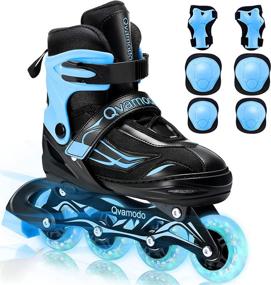 img 4 attached to 🛼 Qvamodo Adjustable Inline Skates: Fun-Lit Wheels & Protective Gear for Everyone!