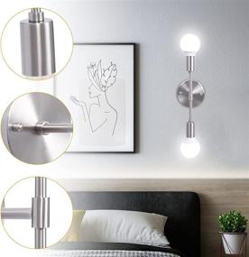 img 3 attached to 🔦 Modern Farmhouse Vanity Lighting: KOSTOMO Nickel Edison Wall Sconce Lights for Kitchen, Bathroom, Bedroom, and Mirror Cabinet