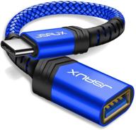 🔌 jsaux usb c to usb adapter [0.5ft 2 pack], type c 3.0 otg cable on the go, type c male to usb a female adapter compatible with macbook pro 2018 2017, samsung galaxy s20 s20+ ultra s8 s9 note 10, blue logo