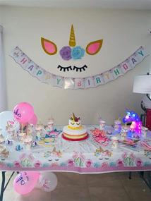 img 1 attached to 🦄 FZR Legend [Upgraded] Unicorn Birthday Party Supplies - 4 Pack Unicorn Plastic Tablecloth, 52 x 90 inches, Disposable Table Cover - Magical Unicorn Themed Party Decorations for Girls, Baby Shower, and Unicorn Parties