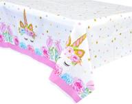 🦄 fzr legend [upgraded] unicorn birthday party supplies - 4 pack unicorn plastic tablecloth, 52 x 90 inches, disposable table cover - magical unicorn themed party decorations for girls, baby shower, and unicorn parties logo