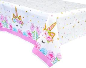 img 4 attached to 🦄 FZR Legend [Upgraded] Unicorn Birthday Party Supplies - 4 Pack Unicorn Plastic Tablecloth, 52 x 90 inches, Disposable Table Cover - Magical Unicorn Themed Party Decorations for Girls, Baby Shower, and Unicorn Parties