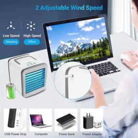 img 1 attached to 🌬️ Portable Personal Air Conditioner Fan with USB Recharge, Desk AC Cooler Fan for Outdoor Camping, Mini Fan with Humidifier, Quiet Misting Fan
