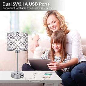 img 1 attached to 💡 Silver Crystal Table Lamp with Dual USB Ports, 3-Way Dimmable Bedside Touch Lamp - Elegant Nightstand Accent Light for Bedroom Living Room Dresser - Includes 6W 4000K Bulb