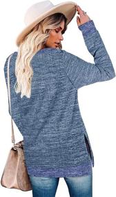 img 2 attached to 👚 Stylish Womens Crewneck Pullovers: Color Block Long Sleeve Side Split Tunic Tops for a Fashionable Look