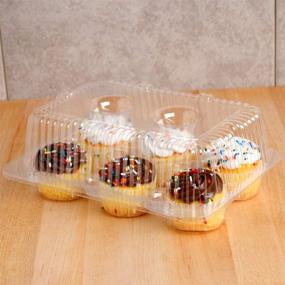 img 1 attached to 🧁 40 Plastic Disposable Cupcake Containers with High Dome - 6 Compartment Cupcake Boxes, Holders, and Carrier - Durable Cup Cake Muffin Packaging Transporter for Half Dozen Cupcakes