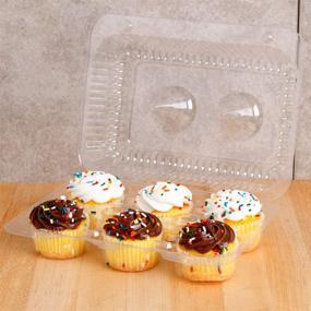 img 2 attached to 🧁 40 Plastic Disposable Cupcake Containers with High Dome - 6 Compartment Cupcake Boxes, Holders, and Carrier - Durable Cup Cake Muffin Packaging Transporter for Half Dozen Cupcakes