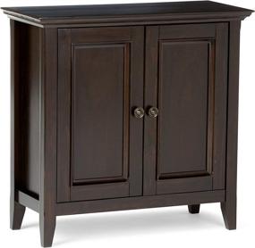 img 2 attached to 📦 SIMPLIHOME Amherst SOLID WOOD 32 inch Low Storage Cabinet: Dark Brown Transitional Design for Efficient Organization